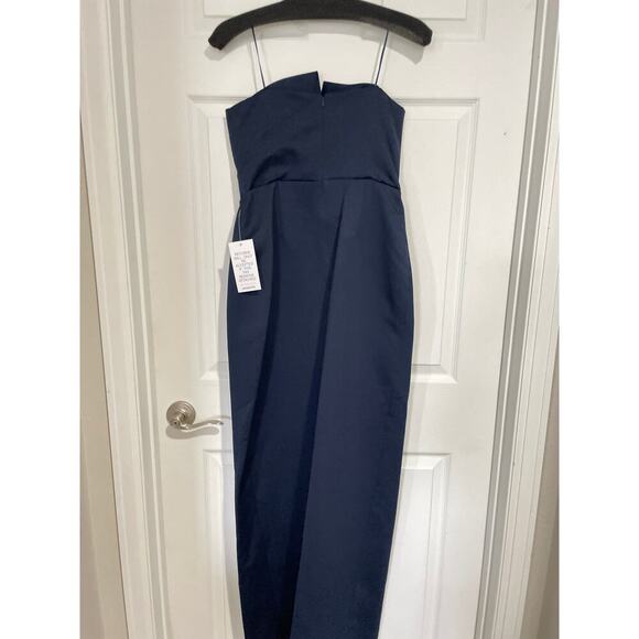 Jay Godfrey Darcy Bustier V-neck Column Gown Satin Navy Sz 6 NWT - Picture 5 of 6